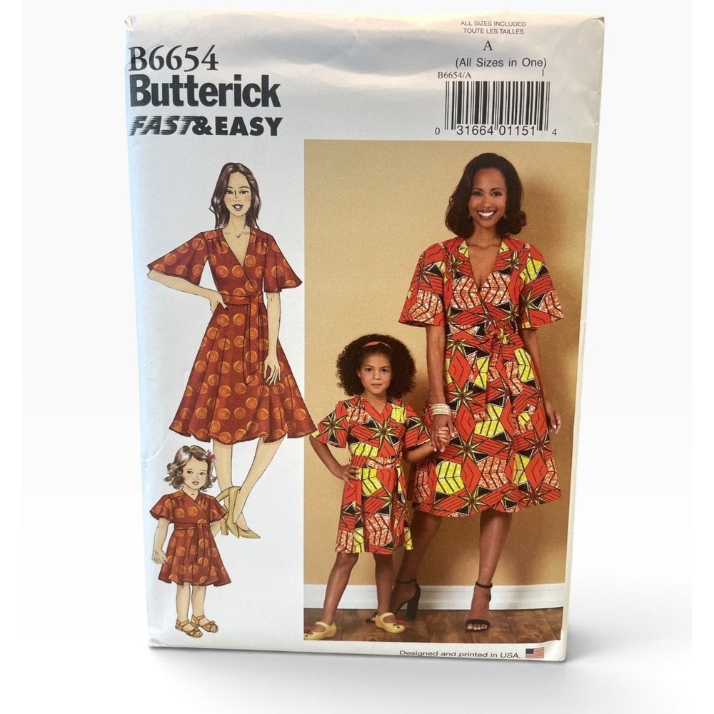 Butterick Sewing Pattern Misses Girls Multi Wrap Dress B6654 Uncut FF